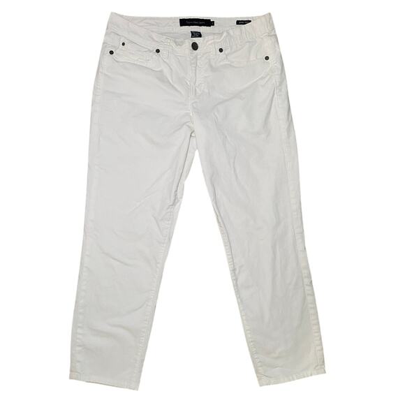 Calvin Klein White Skinny Cropped Jeans - Size 8 - Picture 1 of 13